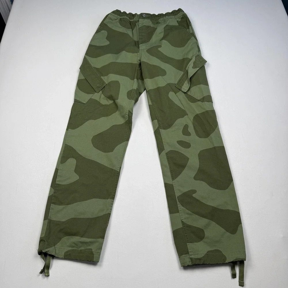Jordan Pants Mens Small Green Camo Cargo Canvas Elastic Waist Streetwear Sports